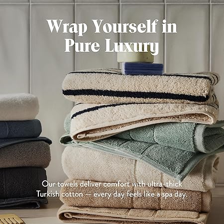 Brooklinen Super-Plush Turkish Cotton Bath Towel Set - 2 Bath Towels + 2 Hand Towels Cotton, 820 GSM, Highly Absorbent, Machine Washable, Perfect for Home & Bathroom (Vanilla)